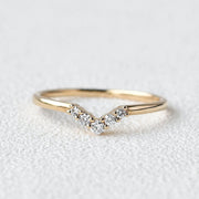 1.3 MM Round Brilliant Cut V Curved Moissanite Wedding Band Mapple Gems